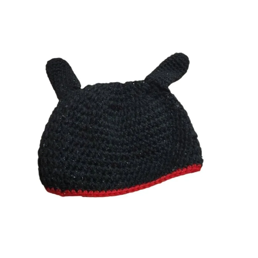 Crochet hat with ears and rose infant